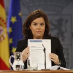 Soraya Sáenz de Santamaría tras la reuni'on del Consejo de Ministros
