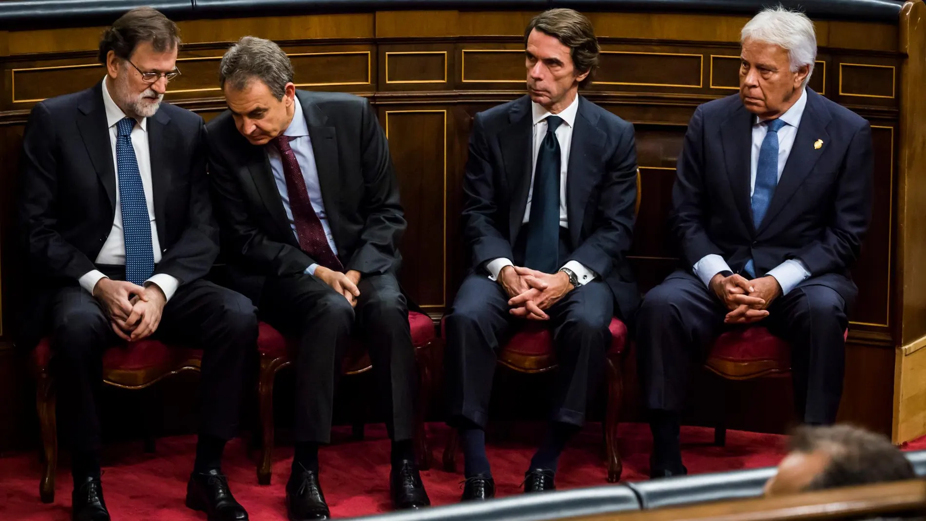 Los expresidentes del Gobierno Mariano Rajoy, José Luis Rodríguez Zapatero, José María Aznar y Felipe González/Foto: Alberto R. Roldán