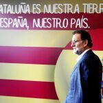 Rajoy, ayer en Barcelona durante la clausura del Congreso del PP catalán