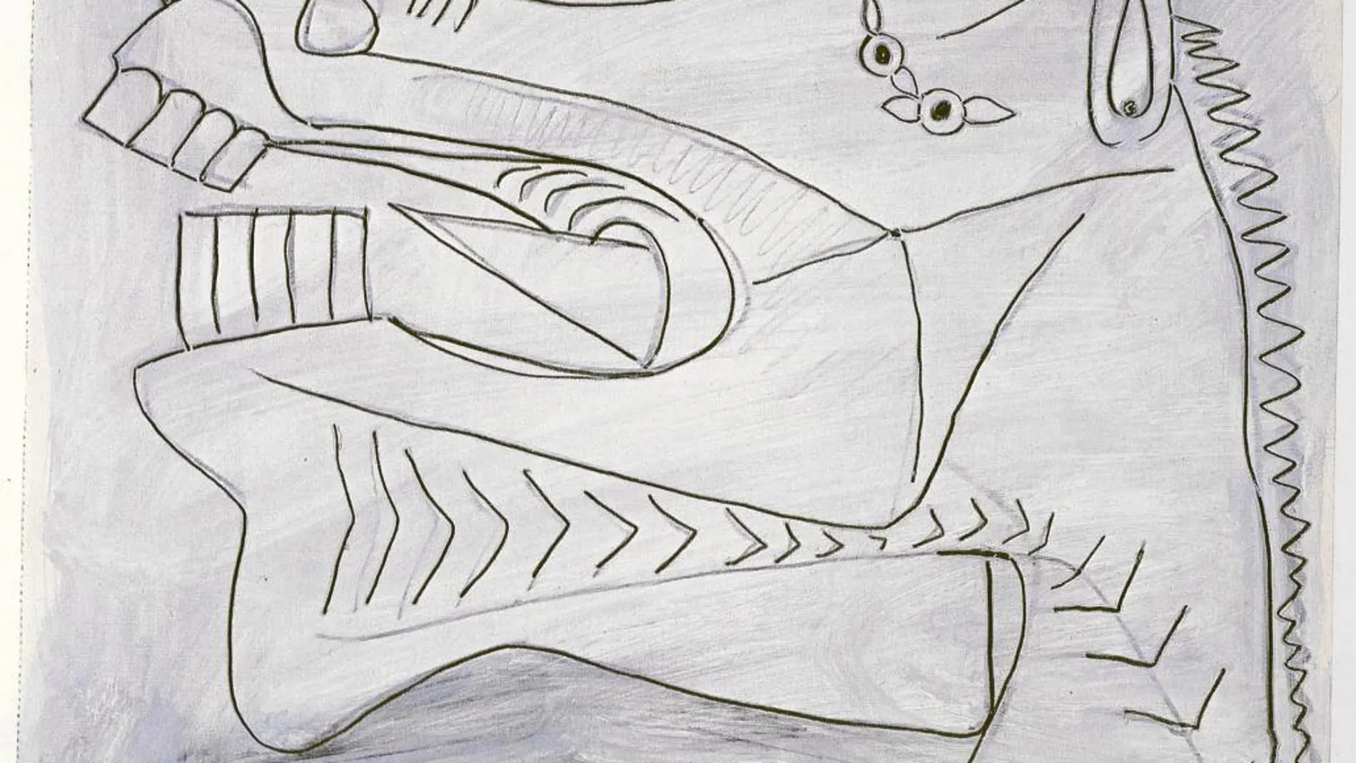 Furia y guerra. Uno de los bocetos preparatorios del «Guernica» (grafito y gouache sobre papel y tela, de 1937)