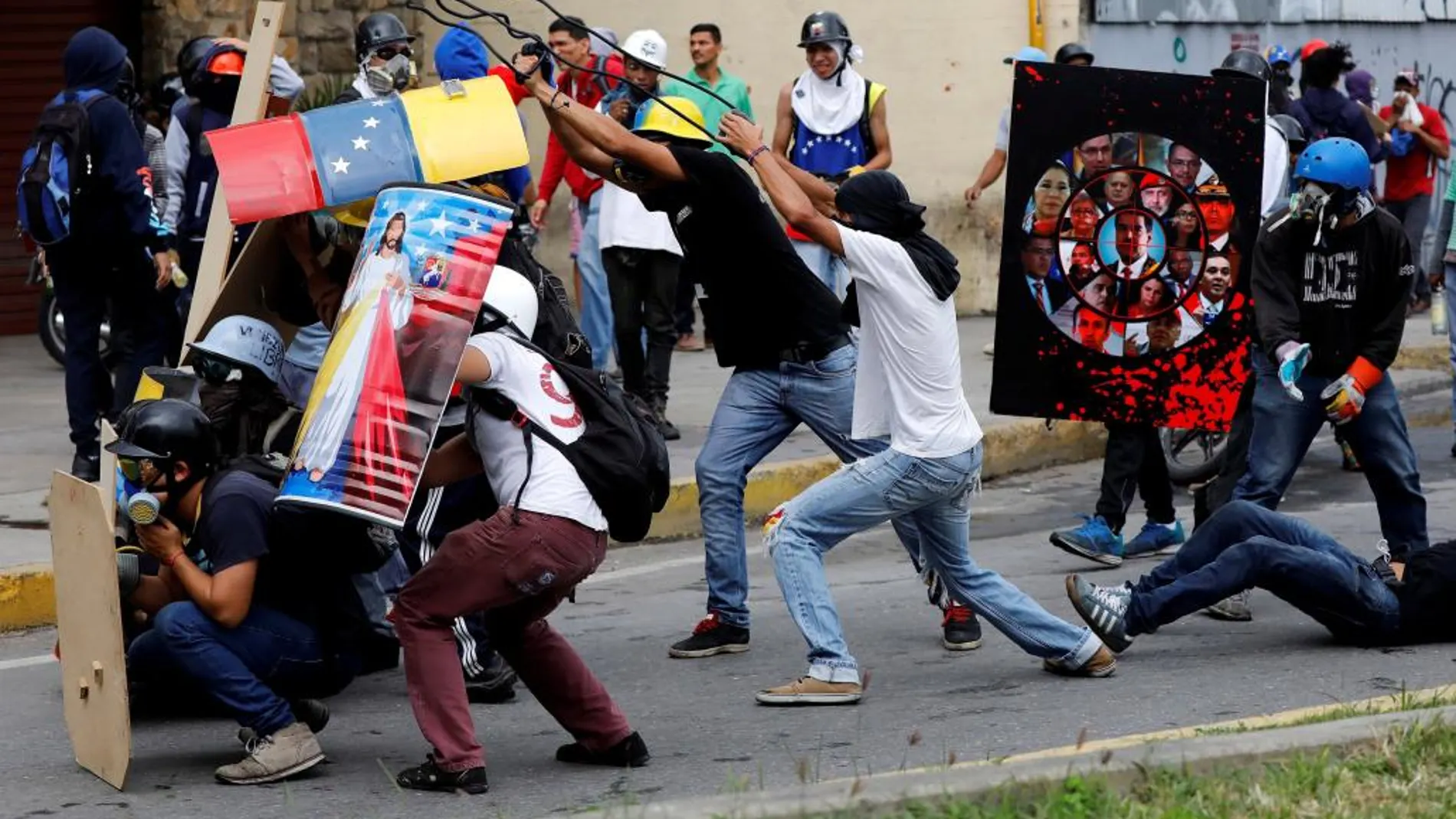 Una de las manifestaciones de hoy en Venezuela