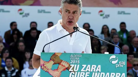 Iñigo Urkullu, durante su intervención en el Alderdi Eguna (Día del Partido) celebrado en Foronda