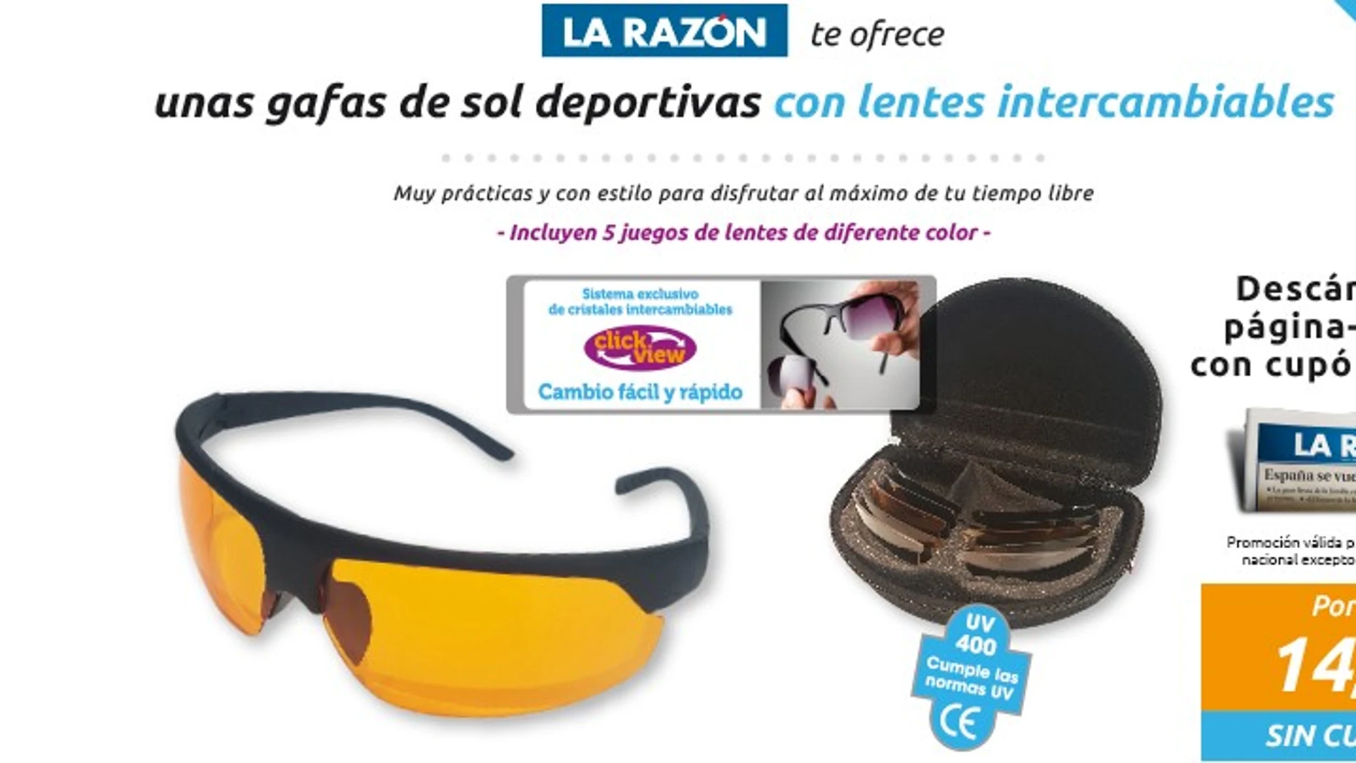 Gafas de sol deportivas con lentes intercambiables