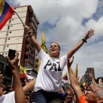 Lilian Tintori, hoy, durnate la manifestación en Caracas.