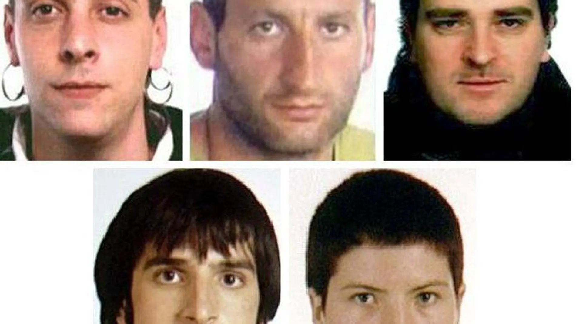 Fotografías de archivo de Raúl Aduna Vallinas (i), Antonio Goicoechea Gabilondo (c) e Igor Uriarte López de Vicuña (d), tres de los seis detenidos esta mañana en Francia en el marco de una operación que están llevando a cabo la Guardia Civil y la policía francesa contra la estructura de ETA.