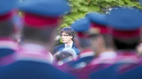 Puigdemont, en el acto de inauguración de la sede central de los Mossos en Sabadell en octubre de 2016