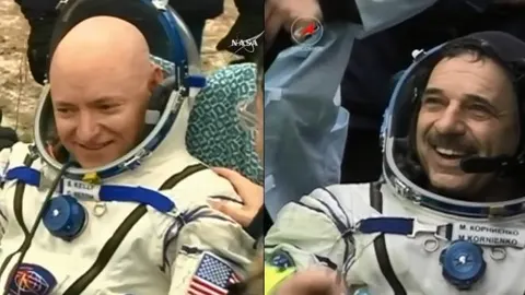 Scott Kelly y su homólogo ruso Mikhail Kornienko