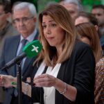Susana Díaz durante su comparecencia en la sede del partido en Sevilla/Foto: Efe