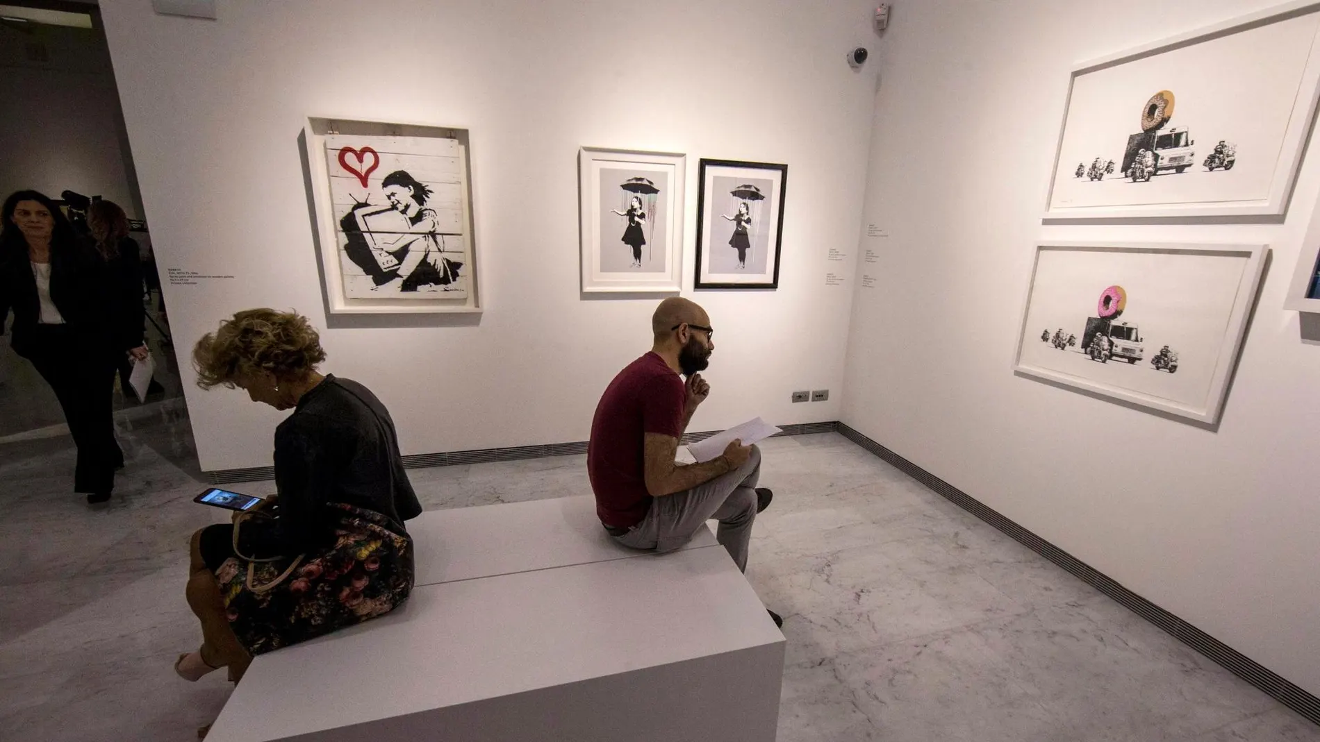 La obra de Bansky, en una exposición en Roma/Foto: Ap