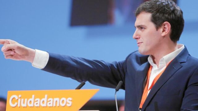 El líder de Ciudadanos, Albert Rivera, ayer, en Coslada