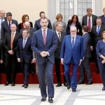 El Rey, ayer durante su audiencia en El Pardo con la Asamblea Parlamentaria del Consejo de Europa