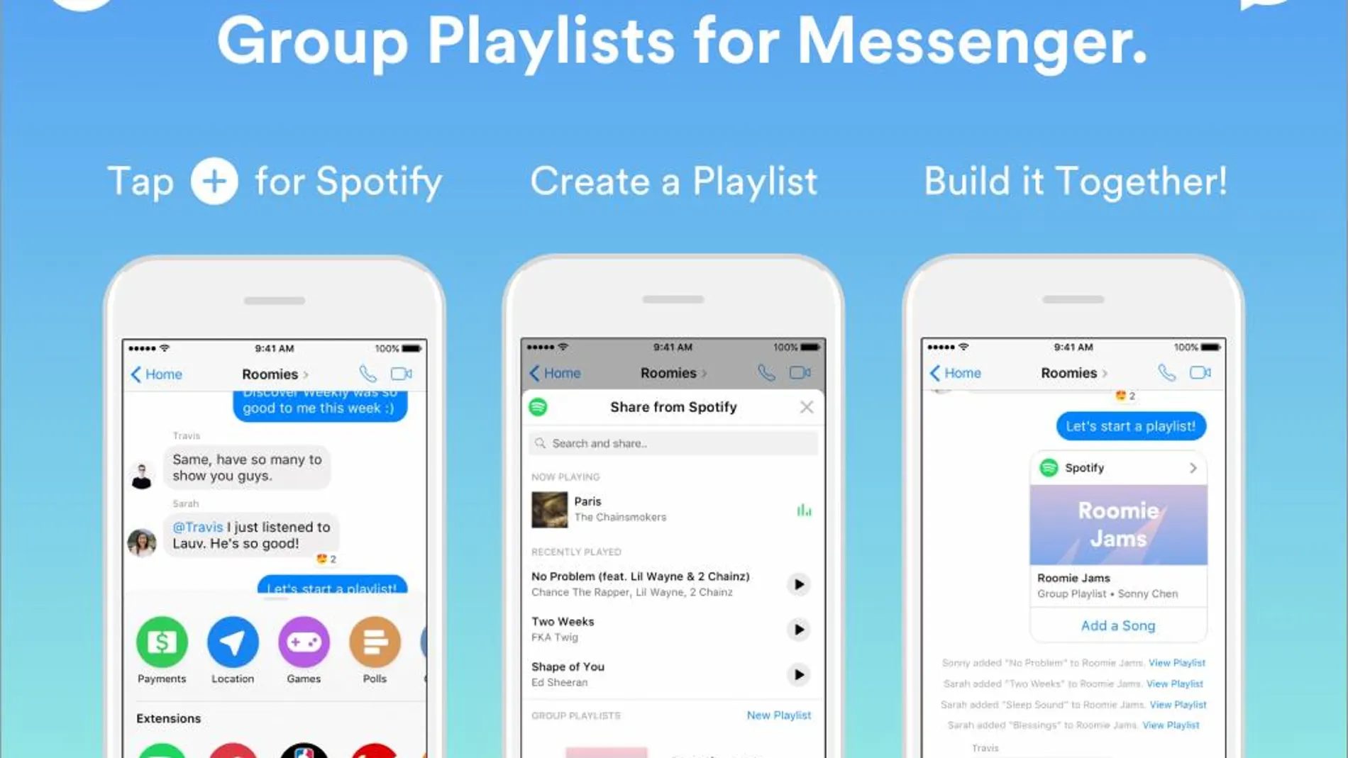 Spotify permite playlists colaborativas en Facebook Messenger