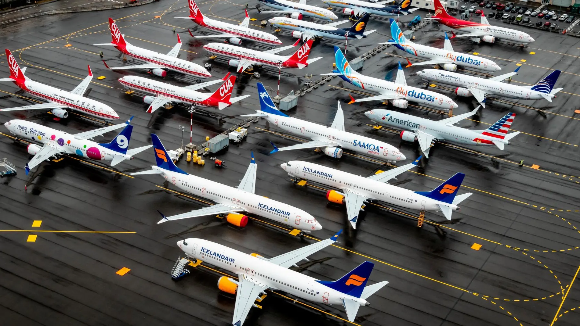 Boeing 737 MAX aparcados en el aeropuerto de Seattle