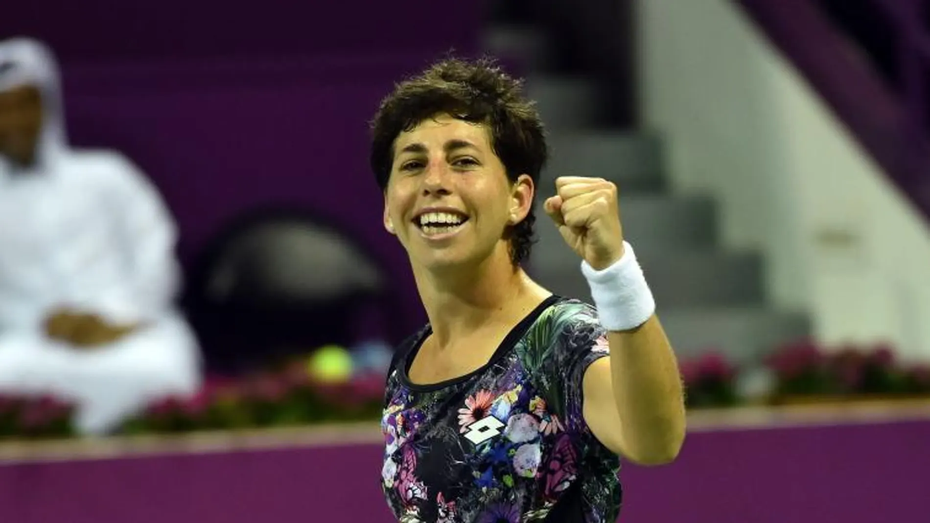 Carla Suarez celebra su triunfo en Doha