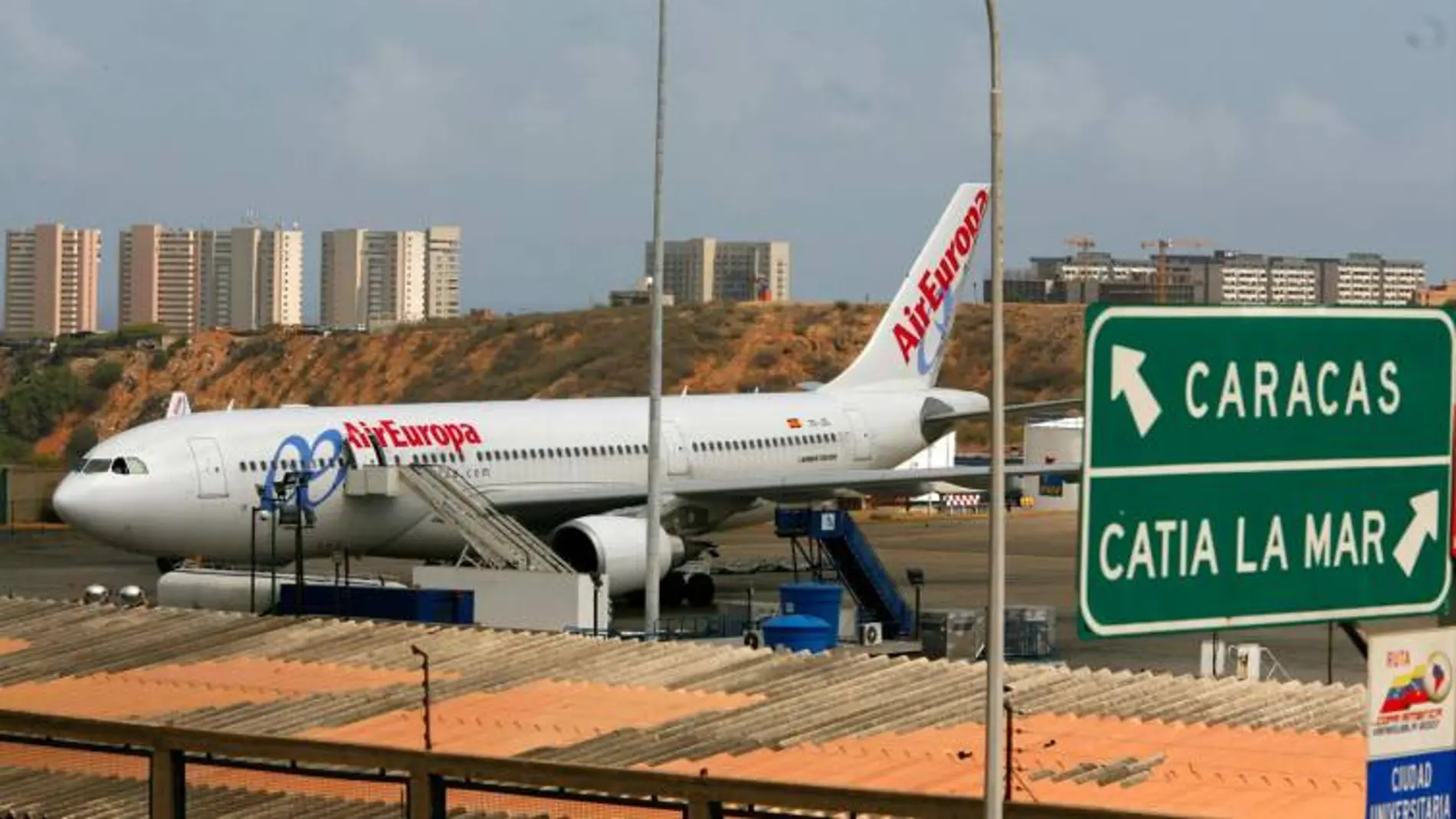 Un avión de Air Europa en el aeropuerto de Caracas