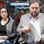 Marta Rovira y Oriol Junqueras en el consejo nacional del partido