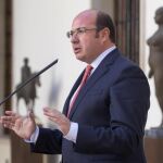 El presidente murciano, Pedro Antonio Sánchez, ayer en su comparecencia ante los medios