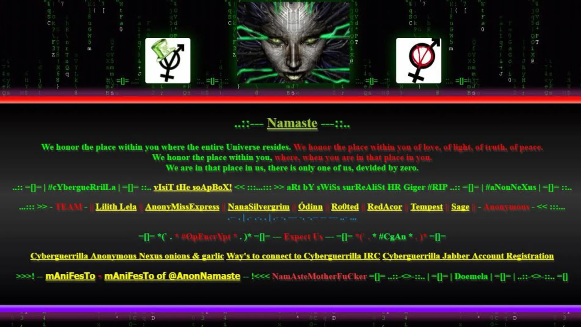 La página de Internet cyberguerrilla.org donde se ha publicado la información robada