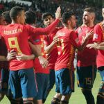 Los jugadores españoles celebran uno de los goles ante Croacia.