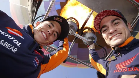 Marc Márquez y Dani Pedrosa viajan a Montmeló en globo