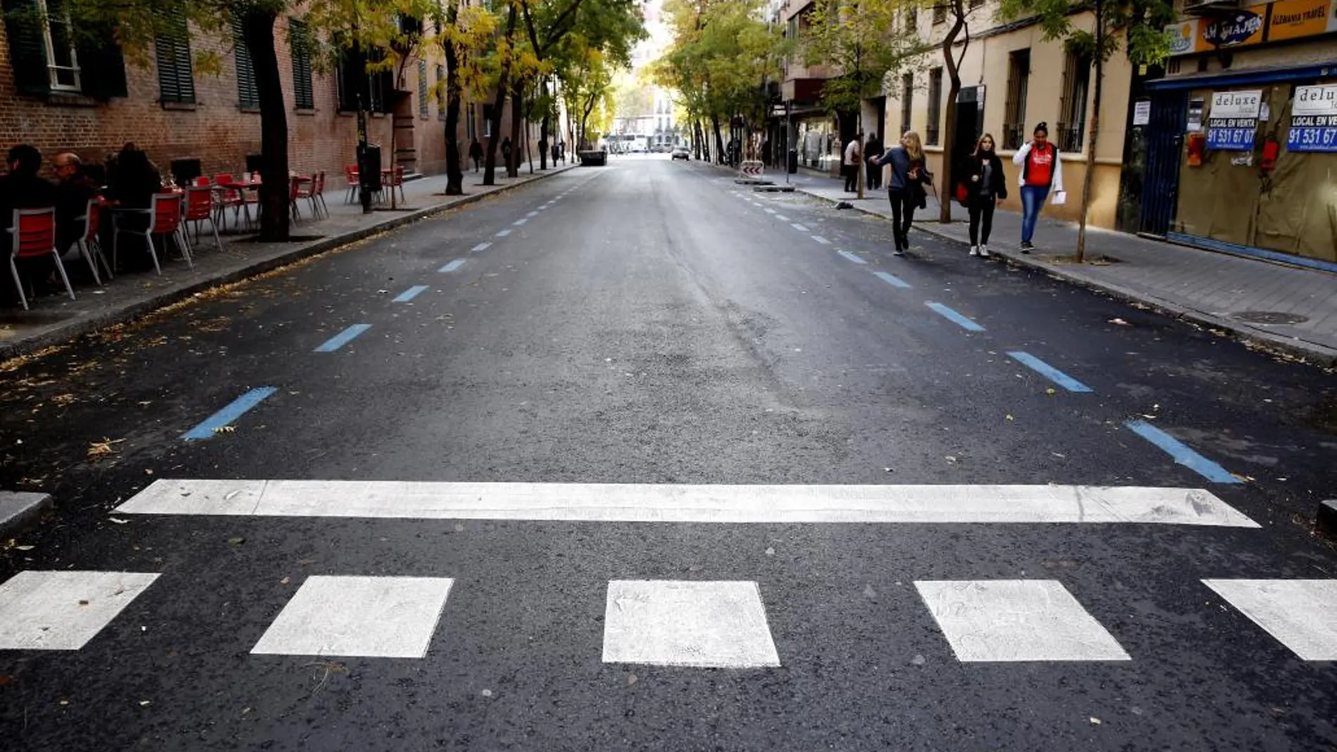 Imagen de una calle de Madrid durante los días en que hubo restricciones al aparcamiento en el centro de la ciudad