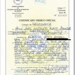 Certificado médico de Alberto López Sim´ón, que confirma su baja en Guadalajara