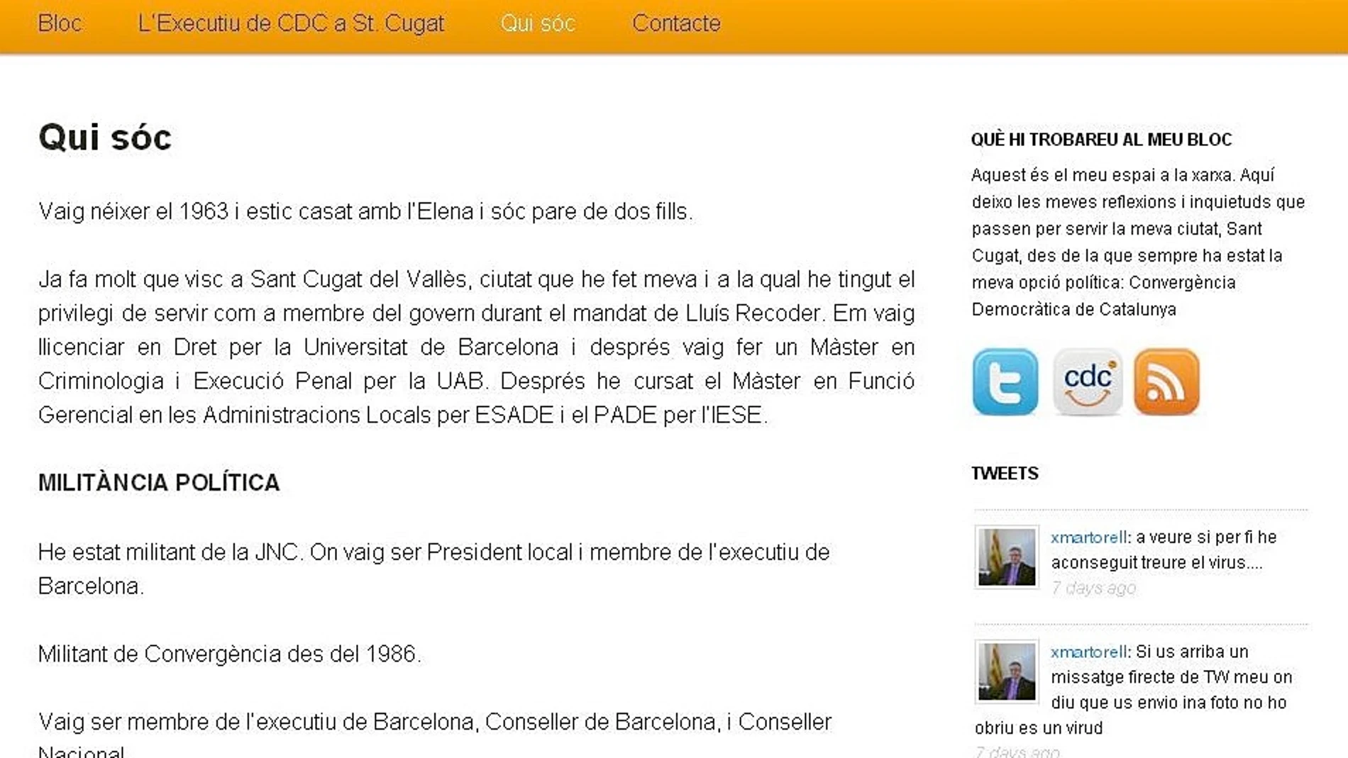 Página web de Xavier Martorell, director de Servicios Penitenciarios de la Generalitat