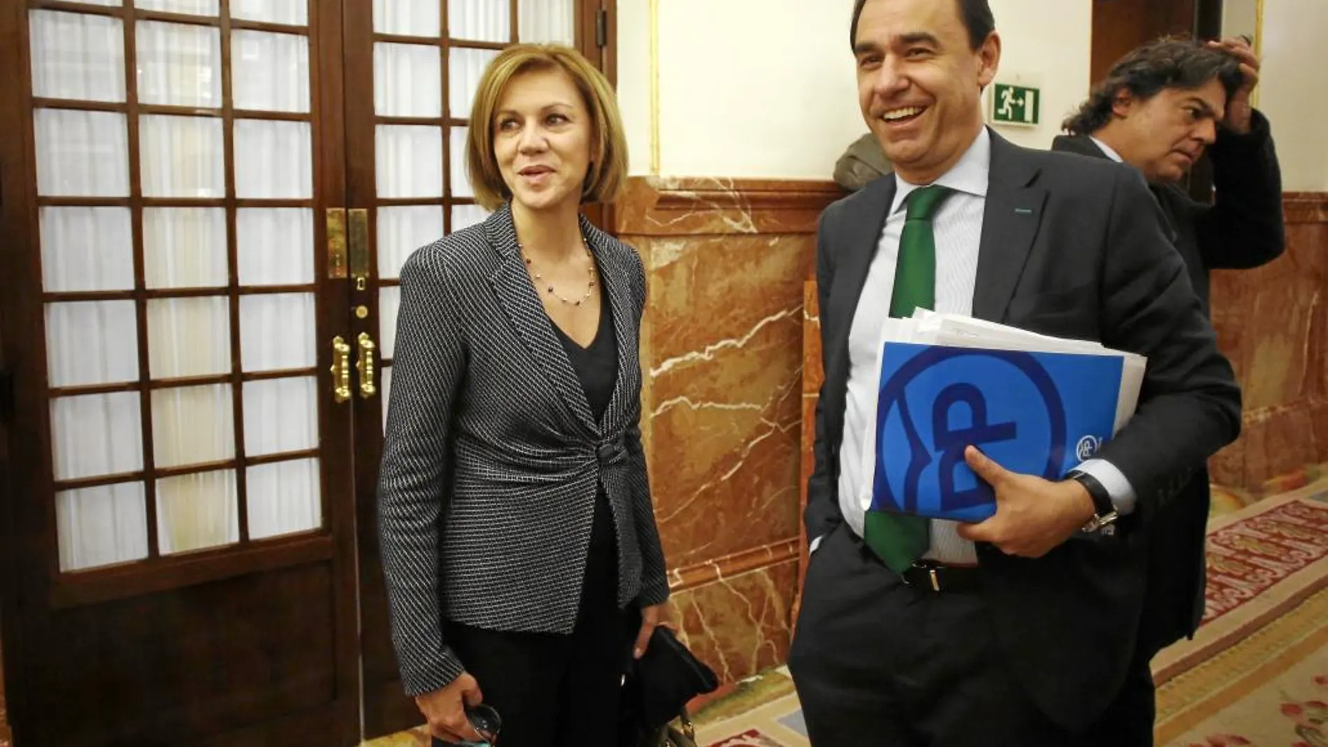María Dolores de Cospedal y Fernando Martínez Maíllo se reunieron con Rajoy en el Congreso el pasado miércoles
