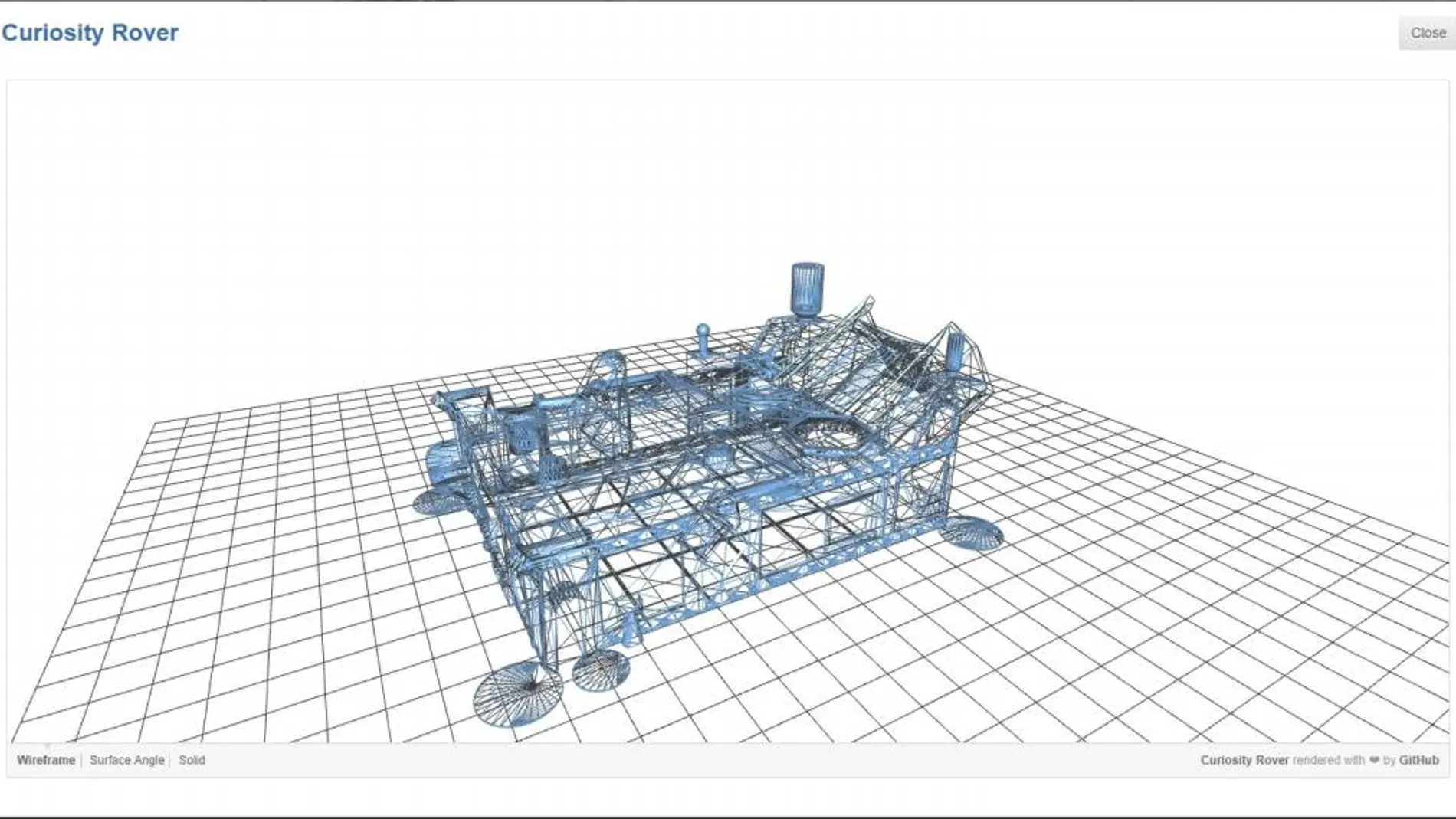 Planos en 3D del Curisoty Rover