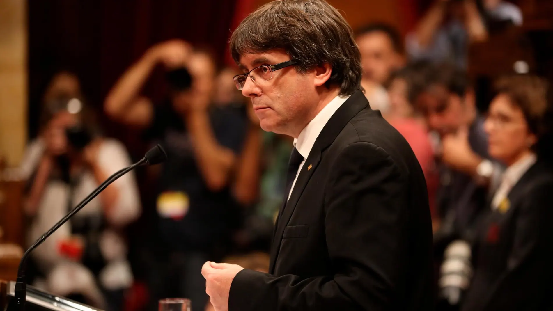 Comparecencia de Carles Puigdemont, el 10 de octubre de 2017, día que anunciaba la declaración unilateral de independencia en el Parlament de Cataluña / ©MIQUEL GONZALEZ
