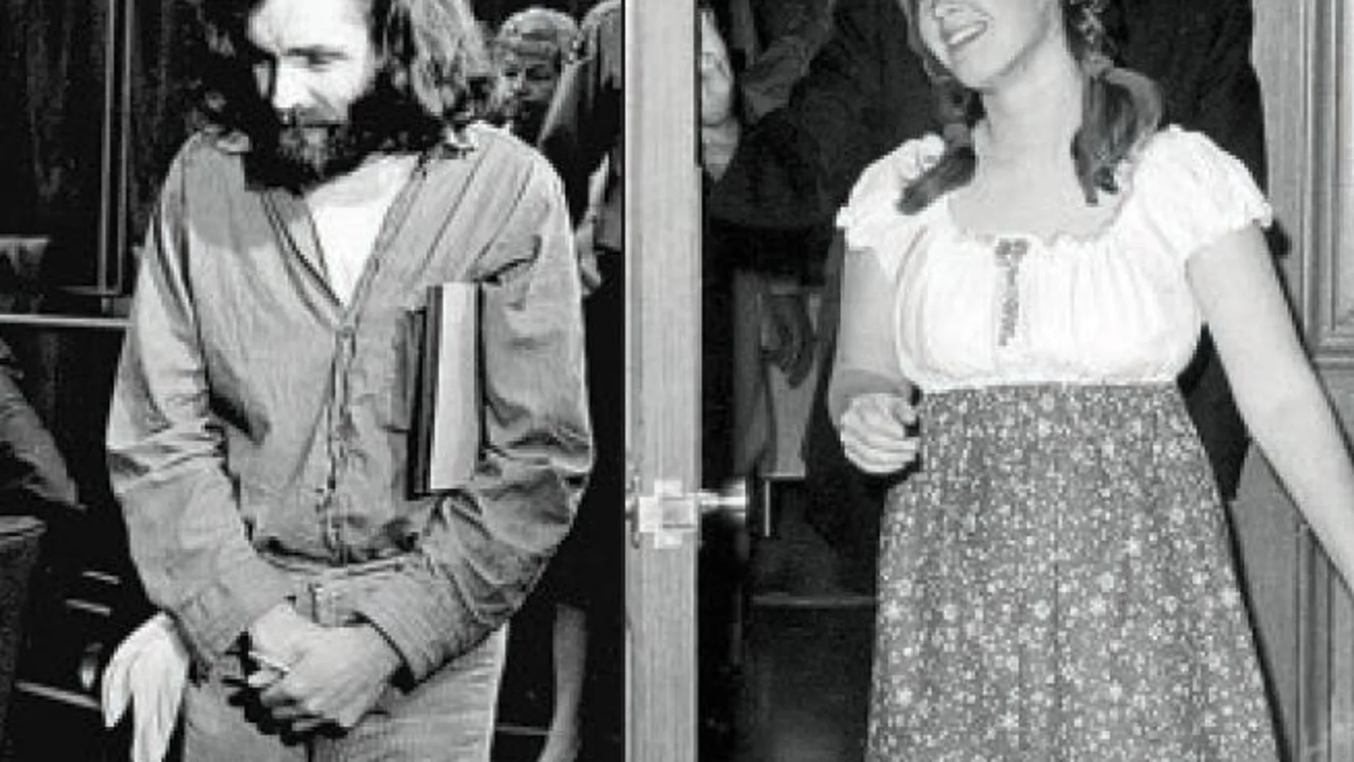 Charles Manson (octubre, 1970) y Dianne Lake (agosto, 1971), tras prestar declaración en la Corte de California
