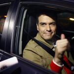 Pedro Sánchez, llega a la sede de Ferraz esta tarde para asistir al recuento.