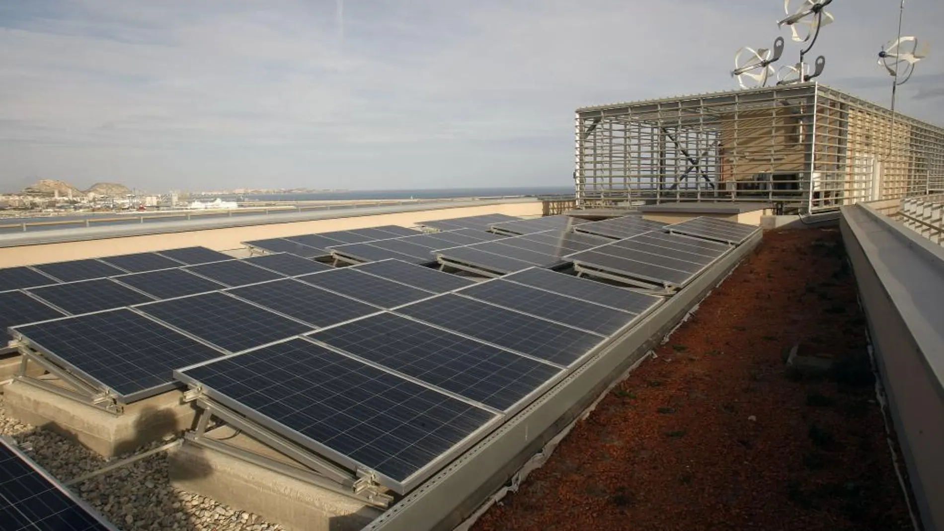 El edificio de ampliación de la OAMI es la primera construcción de la península ibérica en lograr la nota de «excepcional» del prestigioso certificado internacional de construcción sostenible Breeam gracias, entre otras muchas cosas, al uso de aerogeneradores y placas solares y jardines con plantas autóctonas y madrigueras para la fauna local.