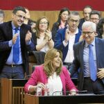La presidenta de la Junta de Andalucía, la socialista Susana Díaz, junto a Jiménez Barrios