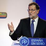 El presidente del Gobierno en funciones, Mariano Rajoy, durante su intervención en la clausura sobre el empleo