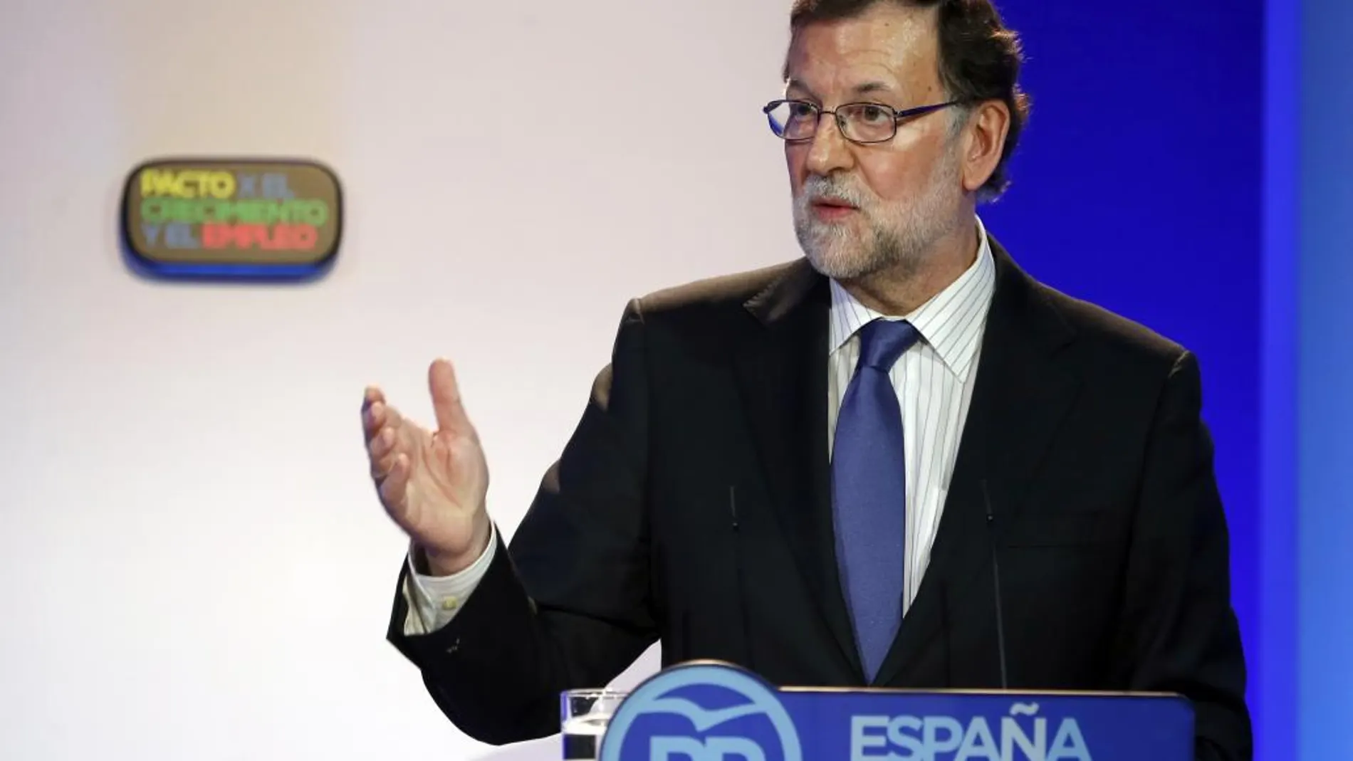 El presidente del Gobierno en funciones, Mariano Rajoy, durante su intervención en la clausura sobre el empleo