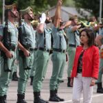 La ministra de Defensa, Margarita Robles, ayer en el Acuartelamiento de Montejaque en Ronda (Málaga). EFE/