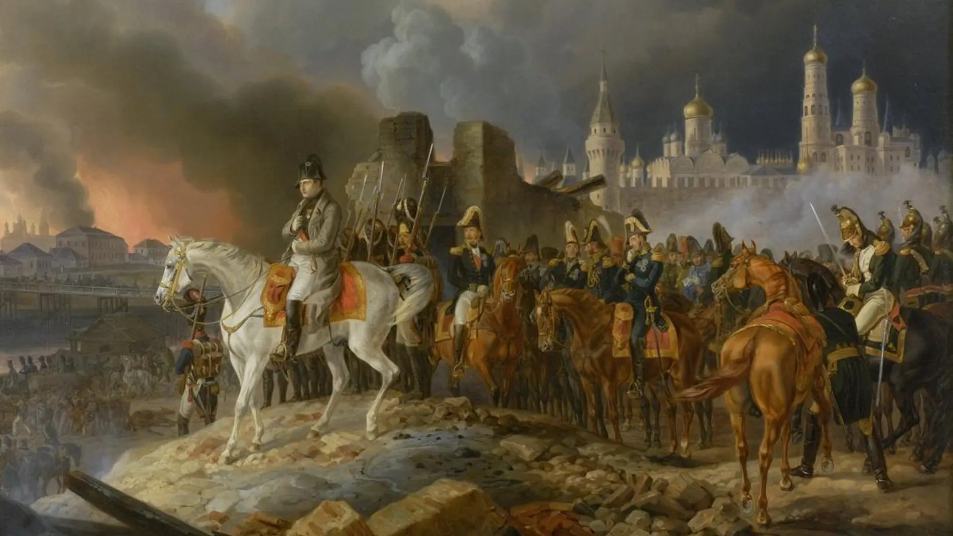 Adam Albrecht es el autor de este cuadro que representa el incendio de Moscú previo a la retirada de las tropas de Napoleón
