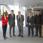 De izquierda a derecha, Gerardo Antequera, Elena González, Pedro Prieto, Joan Pallisé, Juan Francisco Rubio, y Alejandro del Amo y Roberto Pac (Abora Solar)
