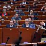 El Rey durante su discurso en Estrasburgo