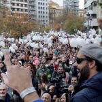 Imagen de la última protesta sanitaria que tomó Granada liderada por “Spiriman”