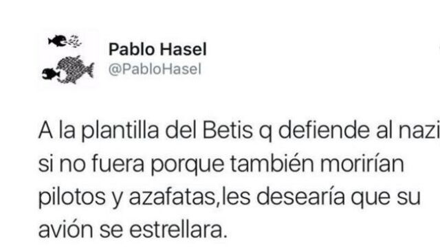 Tuit de Pablo Hasel, el cual, ya ha borrado