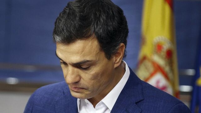 El ex secretario general del PSOE Pedro Sánchez, durante su comparecencia.