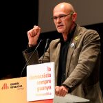 El conseller cesado Raül Romeva, durante su intervención en el acto de campaña de ERC celebrado el 18 de diciembre en Sabadell