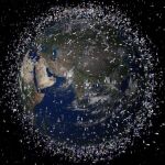 Una recreación realizada por la ESA de todos los satélites que orbitan en torno a la Tierra