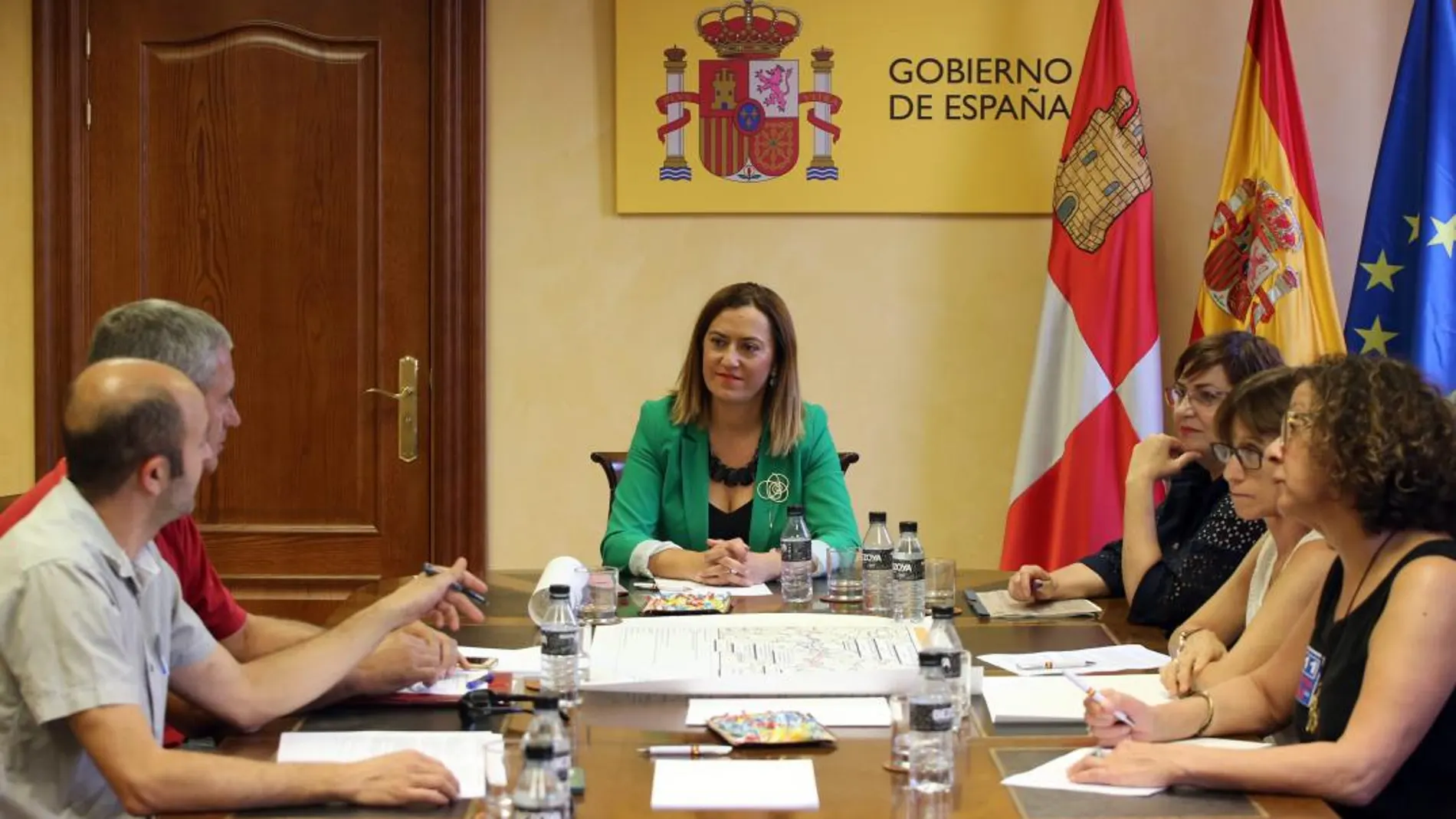 La delegada del Gobierno en Castilla y León, Virginia Barcones, se reúne con representantes de la Plataforma A-11 Pasos, de Peñafiel (Valladolid)