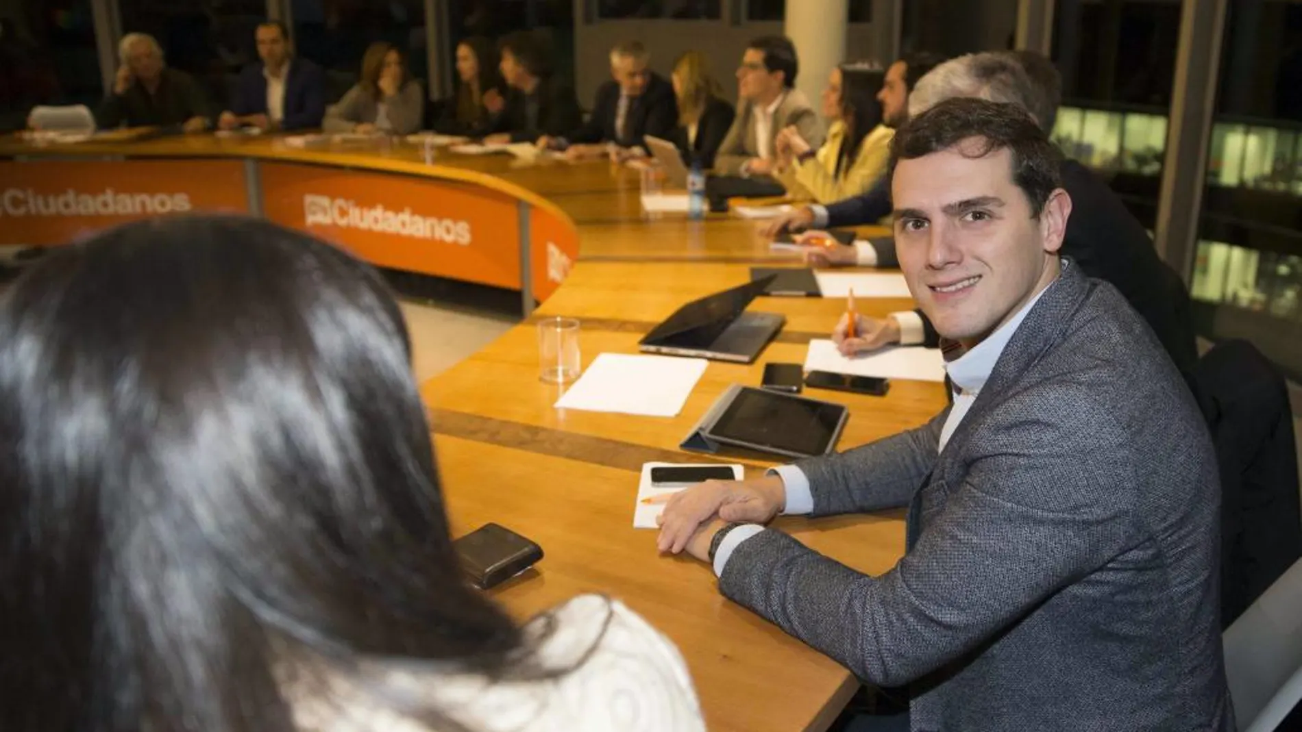 El presidente de Ciudadanos, Albert Rivera, durante la reunión de la Ejecutiva Nacional del partido