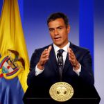 Sánchez, durante la rueda de prensa en Bogotá. Foto: Reuters