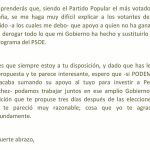 Carta a Rivera: «No apoyaré derogar todo lo que mi Gobierno ha hecho»