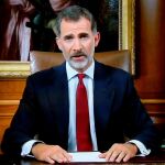 El Rey Felipe VI, durante su mensaje a los españoles